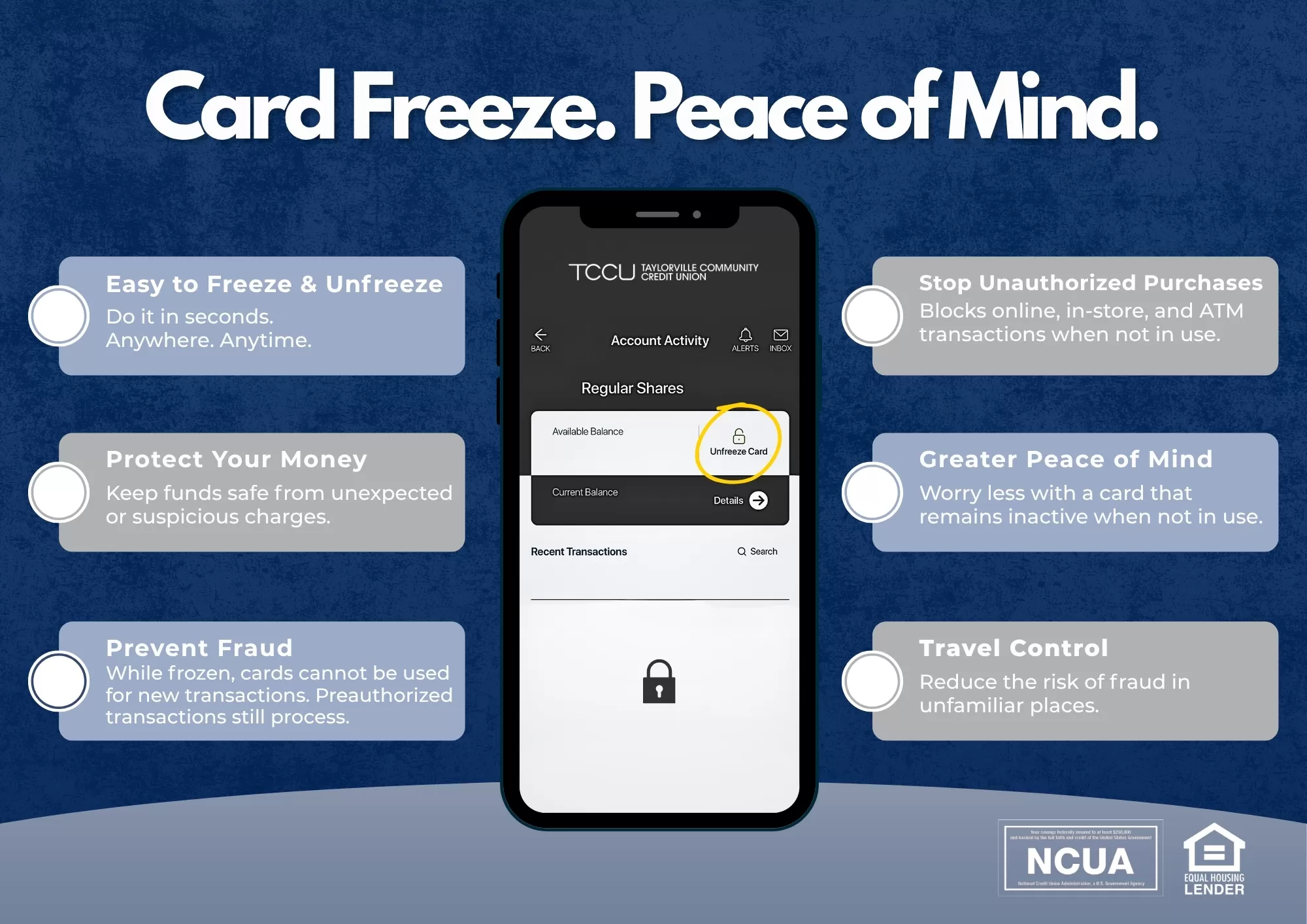 Freeze or unfreeze your debit card