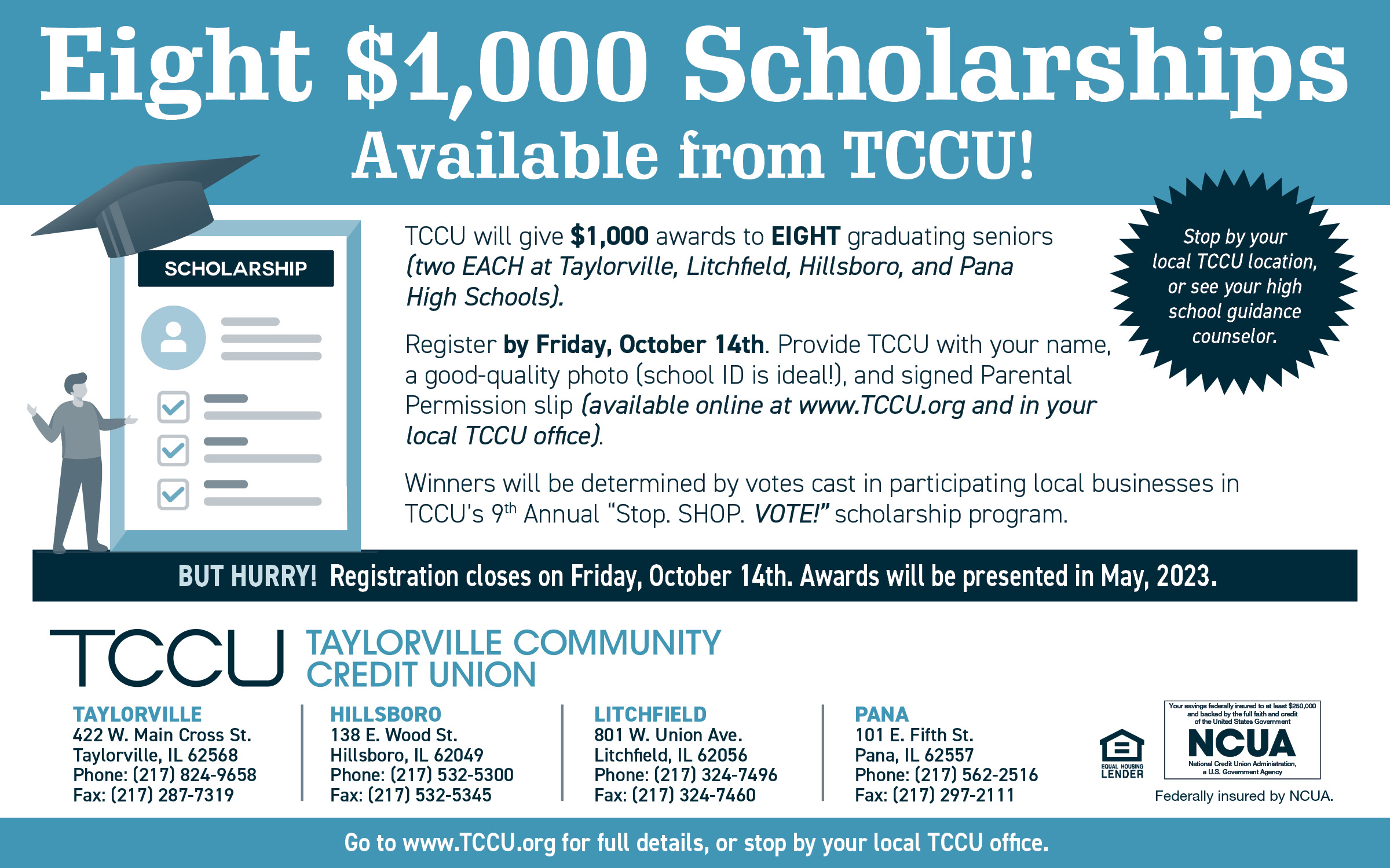 TCCU Scholarship ad 2022-2023